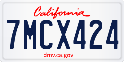 CA license plate 7MCX424