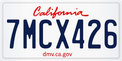 CA license plate 7MCX426