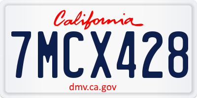 CA license plate 7MCX428