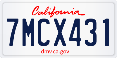 CA license plate 7MCX431