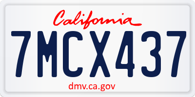 CA license plate 7MCX437