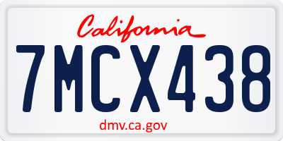 CA license plate 7MCX438
