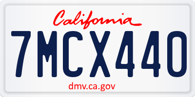 CA license plate 7MCX440