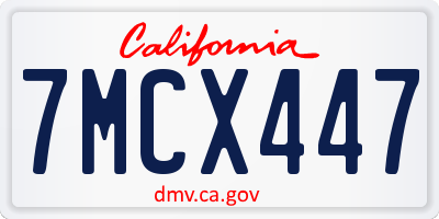 CA license plate 7MCX447
