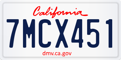 CA license plate 7MCX451