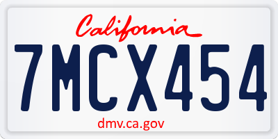 CA license plate 7MCX454