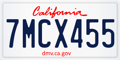 CA license plate 7MCX455