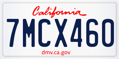 CA license plate 7MCX460