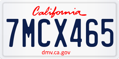 CA license plate 7MCX465