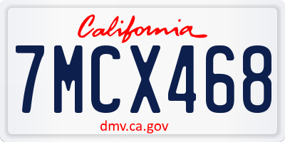 CA license plate 7MCX468