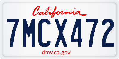 CA license plate 7MCX472