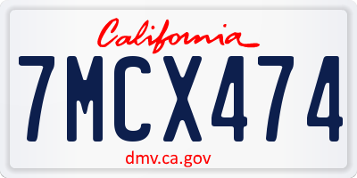 CA license plate 7MCX474