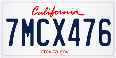 CA license plate 7MCX476