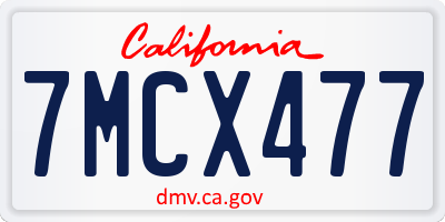 CA license plate 7MCX477