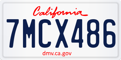CA license plate 7MCX486