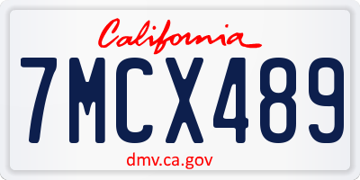 CA license plate 7MCX489