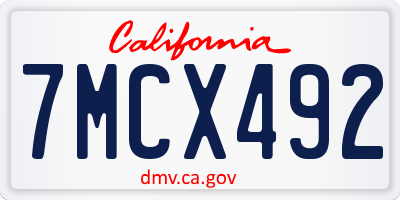 CA license plate 7MCX492