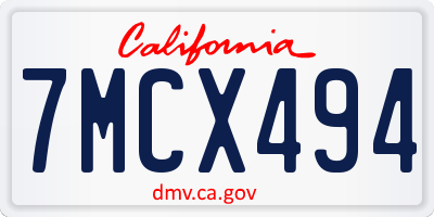 CA license plate 7MCX494