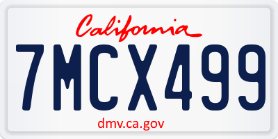 CA license plate 7MCX499