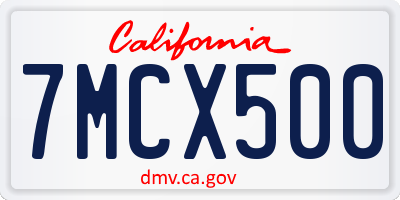 CA license plate 7MCX500