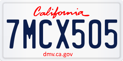 CA license plate 7MCX505