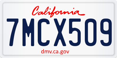 CA license plate 7MCX509