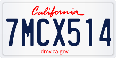 CA license plate 7MCX514