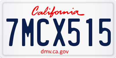 CA license plate 7MCX515