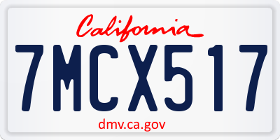 CA license plate 7MCX517
