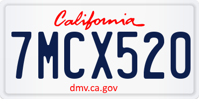 CA license plate 7MCX520