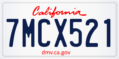 CA license plate 7MCX521