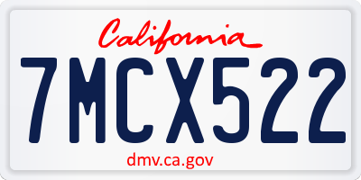 CA license plate 7MCX522