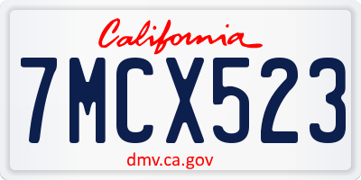 CA license plate 7MCX523