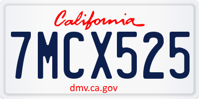 CA license plate 7MCX525