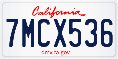 CA license plate 7MCX536