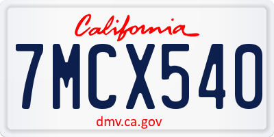 CA license plate 7MCX540
