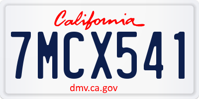 CA license plate 7MCX541