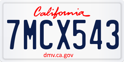 CA license plate 7MCX543