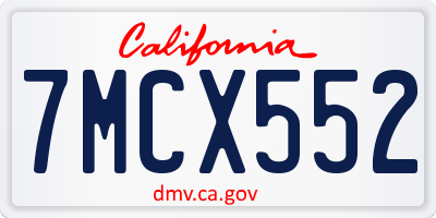 CA license plate 7MCX552