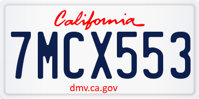 CA license plate 7MCX553