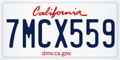CA license plate 7MCX559