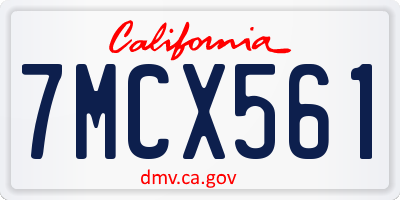 CA license plate 7MCX561