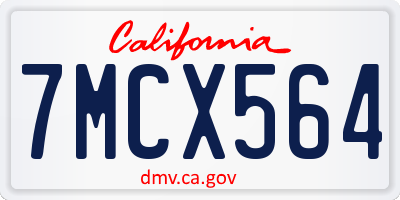 CA license plate 7MCX564