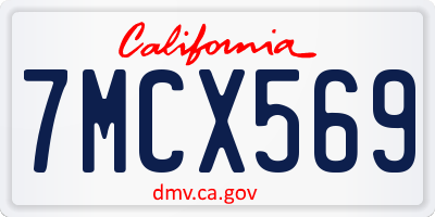 CA license plate 7MCX569