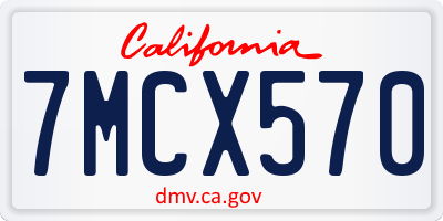 CA license plate 7MCX570