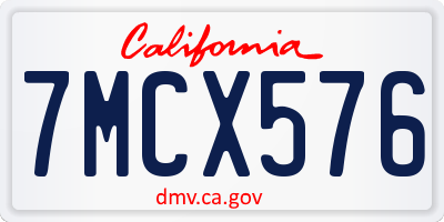 CA license plate 7MCX576