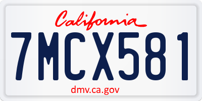 CA license plate 7MCX581