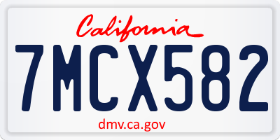 CA license plate 7MCX582