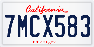 CA license plate 7MCX583