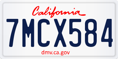 CA license plate 7MCX584